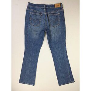Levis Size 8 Medium Womens 515 Bootcut 32" Inseam Blue Denim 5 Pocket Logo Jeans